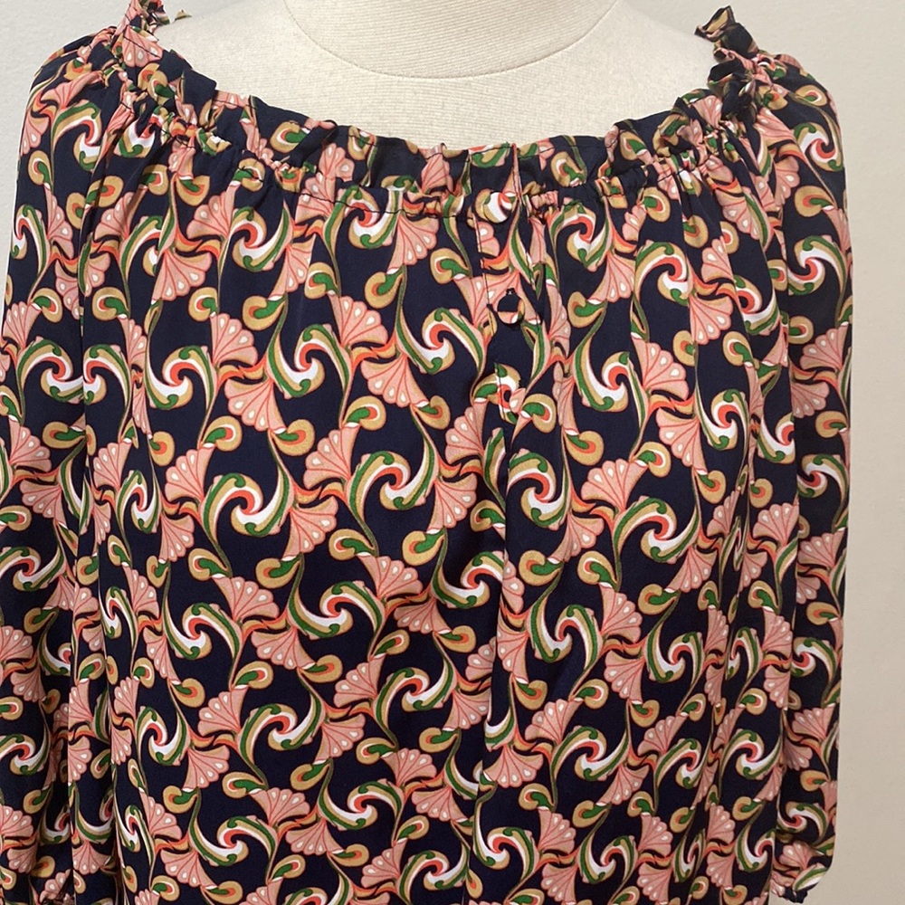Navy blue paisley polyester dress - Picture 1 of 6